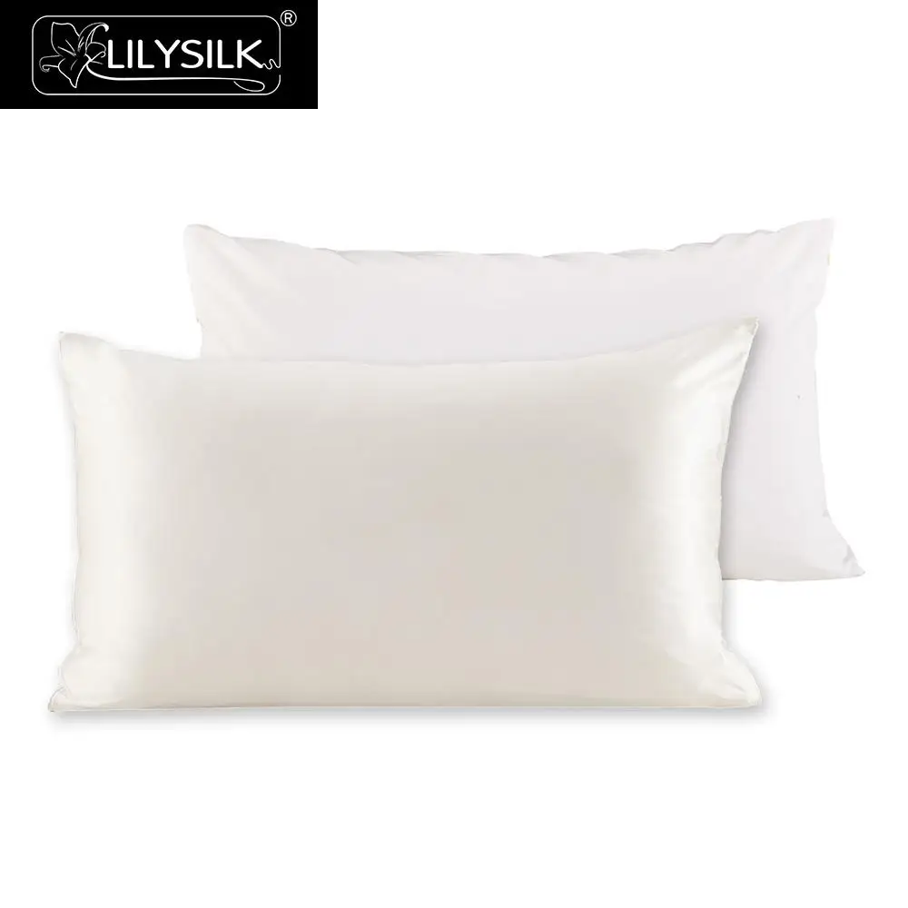 

LilySilk Pillowcase Pure Silk with Cotton Underside Zipper 25 Momme Natural for Hair Mulberry Terse 40x40 50x90cm Home Textile