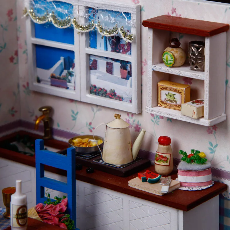 3D деревянные кукольные домики DIY теплый кофе время миниатюрный кукольный домик