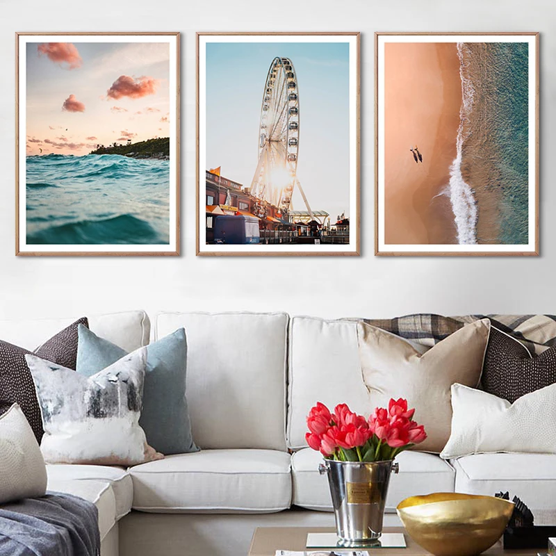 Beach Coastal Poste Palm Tree Print Nodic Style Wall Art Canvas Painting Modern Bedroom Decoration Picture for Living Room|Рисование и