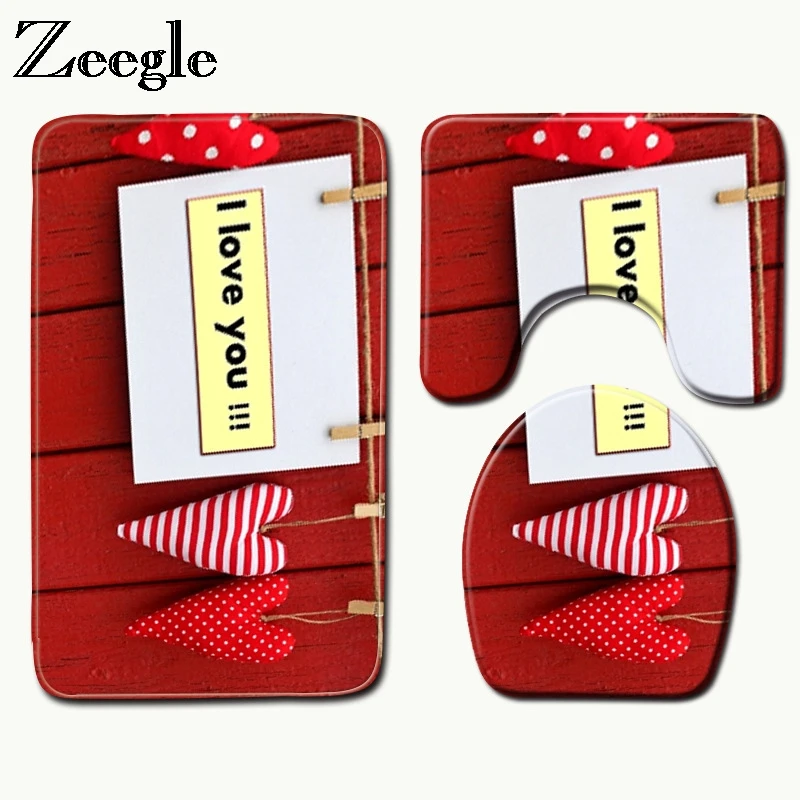 Zeegle 3 шт. Ванная комната Комплект ковриков для фланелевый банный Коврик