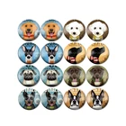Круглые стеклянные кабошоны с изображением собаки, смешанные узоры, основа для сережек, для ювелирных изделий, плоская задняя часть, BCH-359, 16 шт.