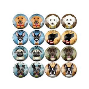Круглые стеклянные кабошоны с изображением собаки, смешанные узоры, основа для сережек, для ювелирных изделий, плоская задняя часть, BCH-359, 16 шт.