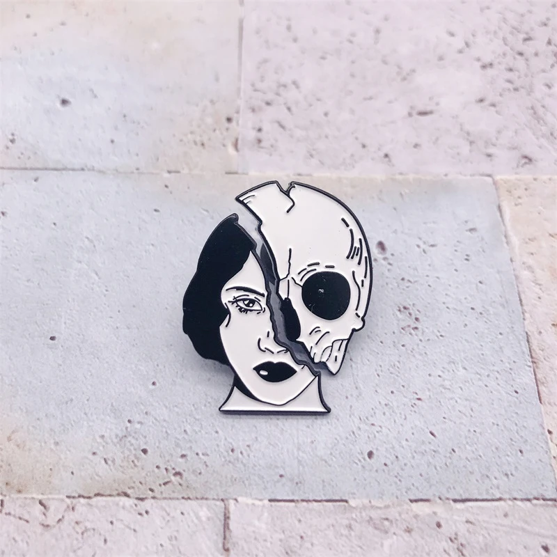2 шт./компл. Dead Lovers Woman Skeleton Face эмалевые булавки на заказ череп мешочек для брошек