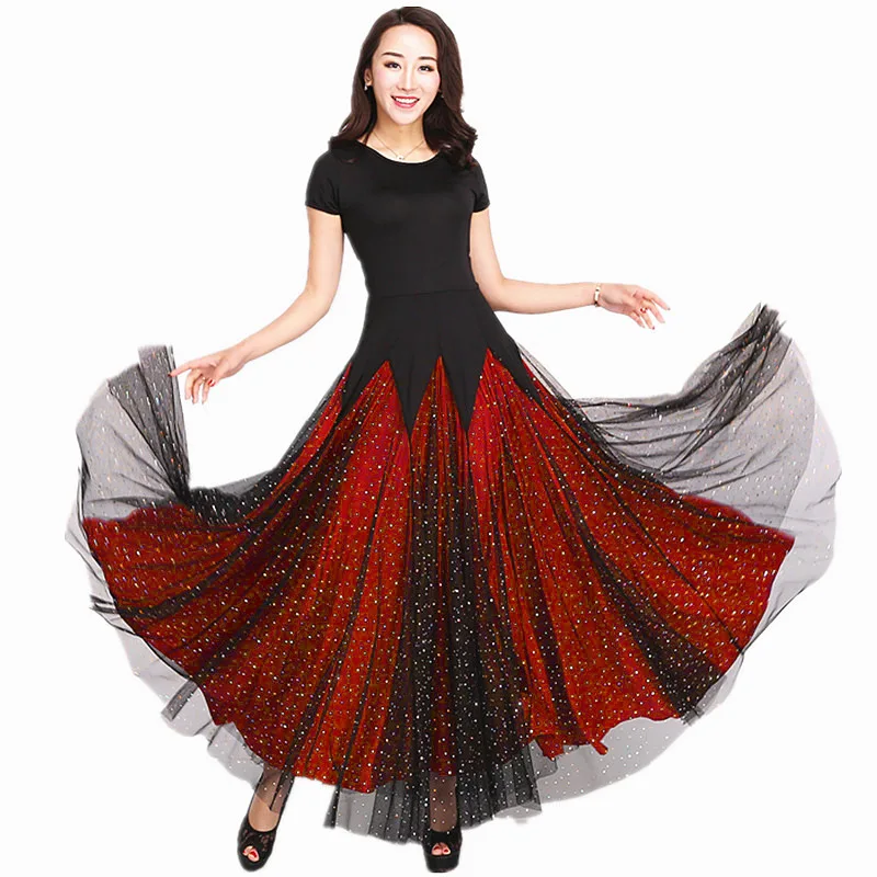 

Women's modern dance ballroom dance dress ballroom dance waltz big dress high quality performance clothing AL841