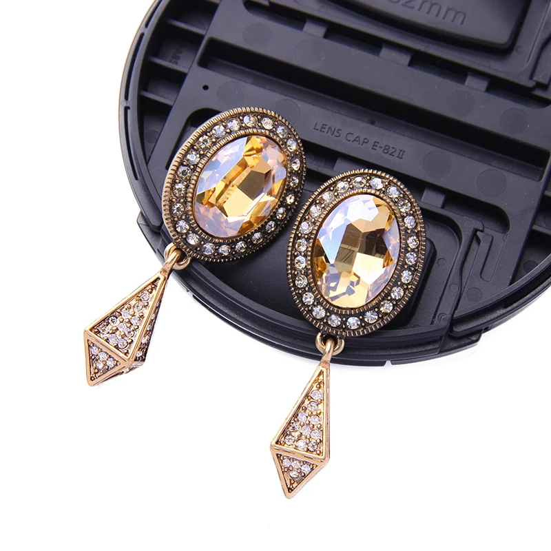 Новое Поступление Античное Золото Цвет Кристалл Падение Серьги Для Женщин