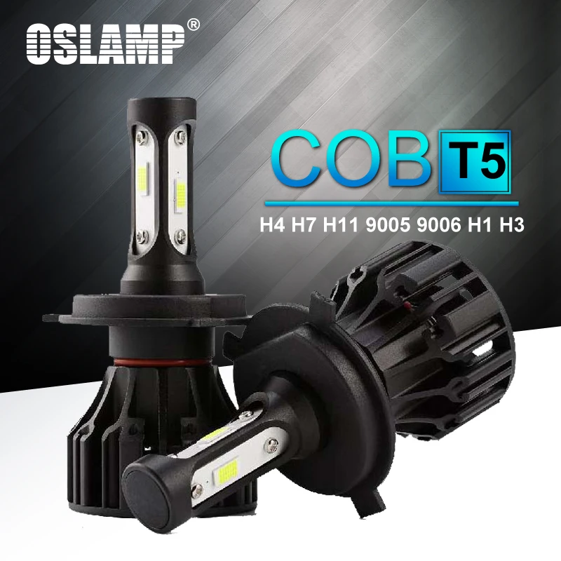 Oslamp T5 72 Вт H4 светодиодный фонарь для автомобиля 6500 К Белый COB чипы все-в-одном светодиодный H7 автомобильные фары с охлаждающим вентилятором 12 В H11 9005 9006 HB4