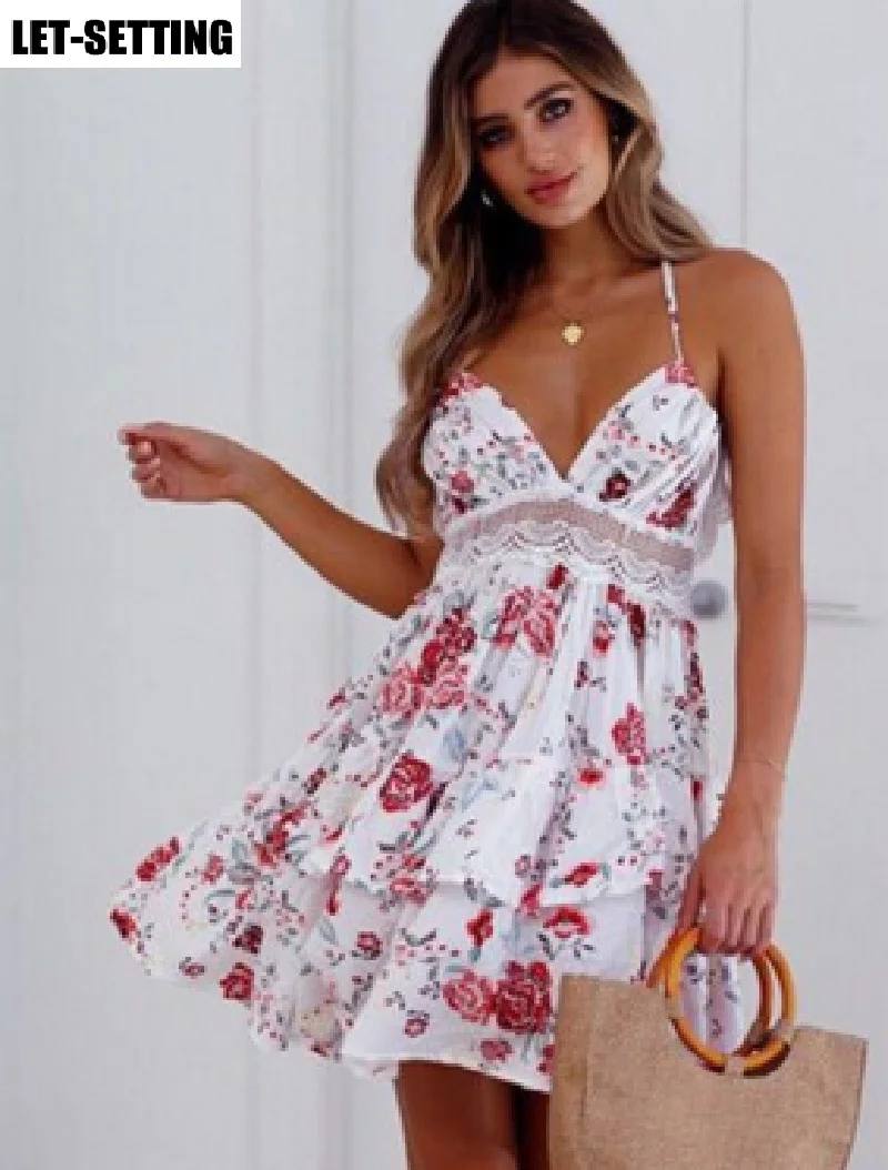 Женское Хлопковое платье с открытой спиной белый синий летний кружевной