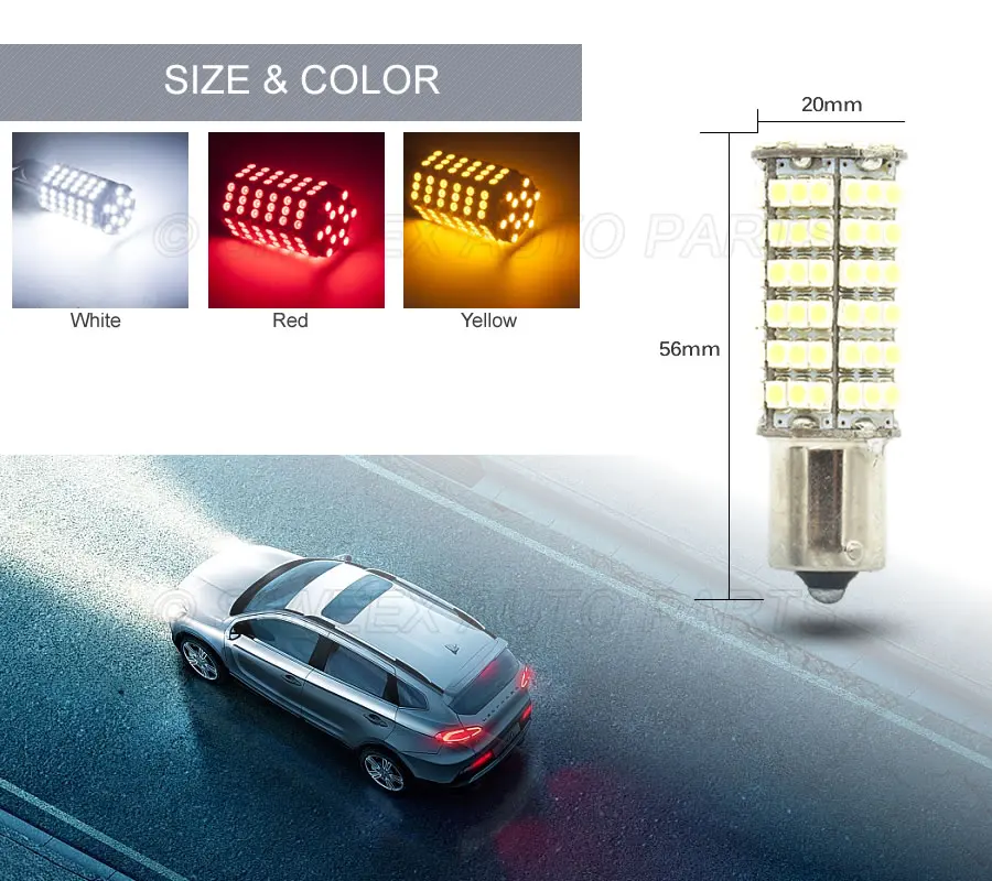 1 PCS 1156 BA15S LED 120 SMD 3528 Car Tail Brake Side Marker Lamp Backup Dome Bulbs DC 12V White Yellow Red |