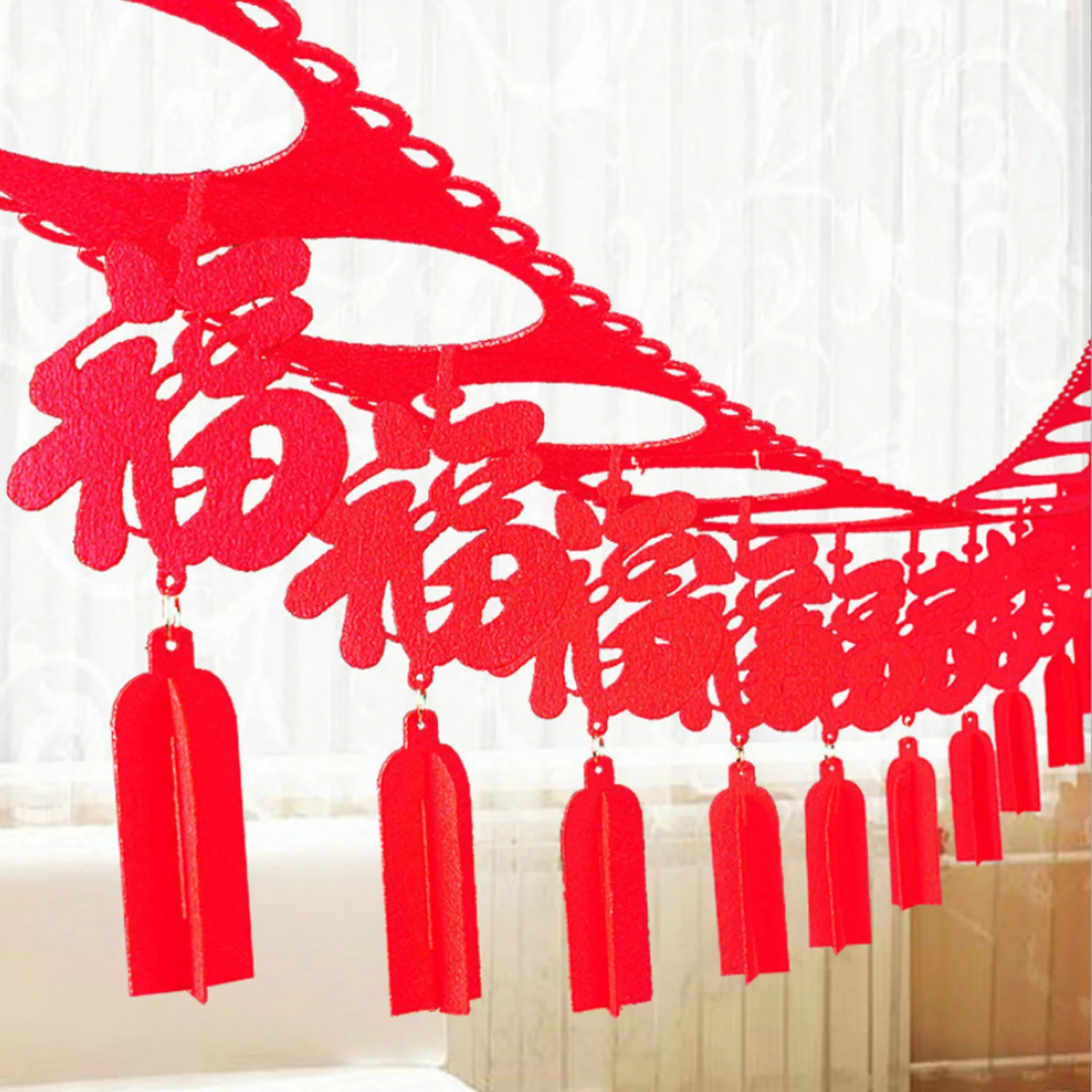 Behogar Счастливый китайский новый год праздник весны нетканое подвесное гирлянда