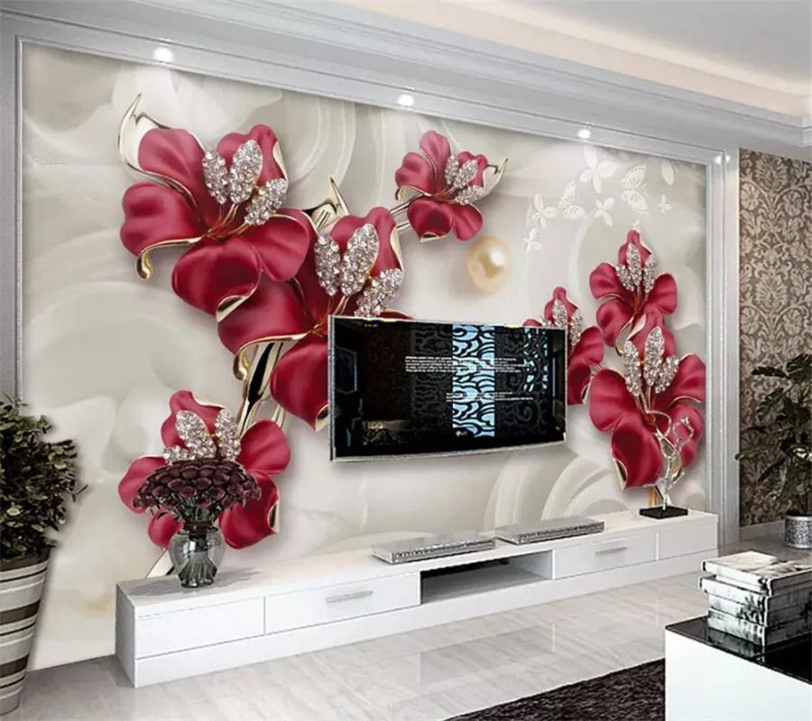

Beibehang пользовательские большие обои 3D фото фрески комната Arran ароматные стереоскопические ювелирные изделия цветы фон для телевизора настенная бумага