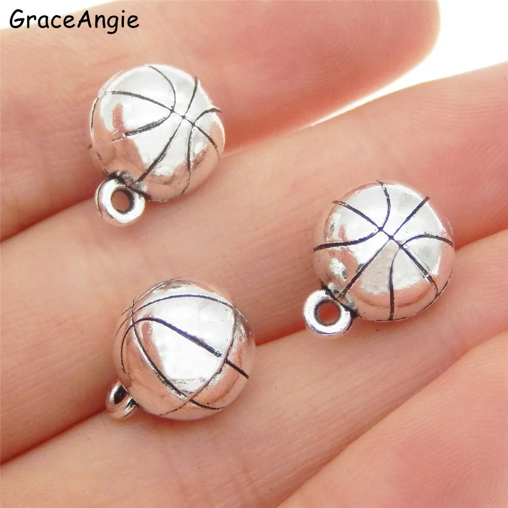 GraceAngie 5pcs Antique Basketball charm pendant DIY Bracelet Zinc Alloy Necklace Jewelry Making Crafts FindingColor | Украшения и