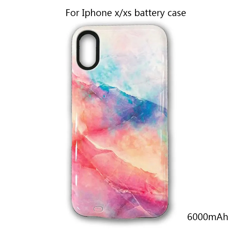 Цветной мраморный чехол для аккумулятора iPhone x xs внешний аккумулятор на 6000 мАч