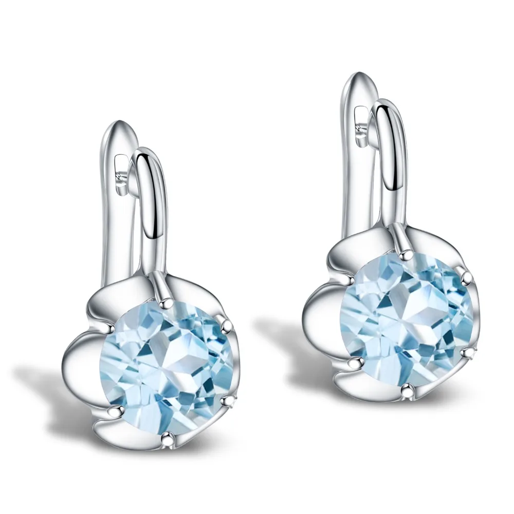 GEM'S балетные серьги-гвоздики из натурального 925 пробы серебра 6.9Ct, натуральный небесно-голубой топаз, серьги с драгоценным камнем для женщин, хорошее ювелирное изделие