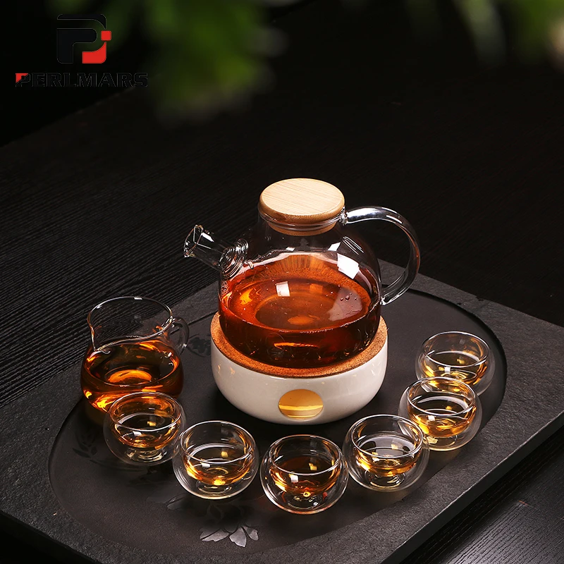 Brief Transparent Heat Resistant 1 Teapot Warm Tea Fair Cup 6 Teacup Kit Chinese Kung Fu Set Drinkware for Family Gifts | Дом и сад