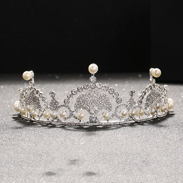 Crown Роскошные серебряные свадебные аксессуары для волос, жемчужные стразы, короны и набор диадем, свадебное ожерелье, серьги, наборы, женские Украшения для волос - Окраска металла: Crown