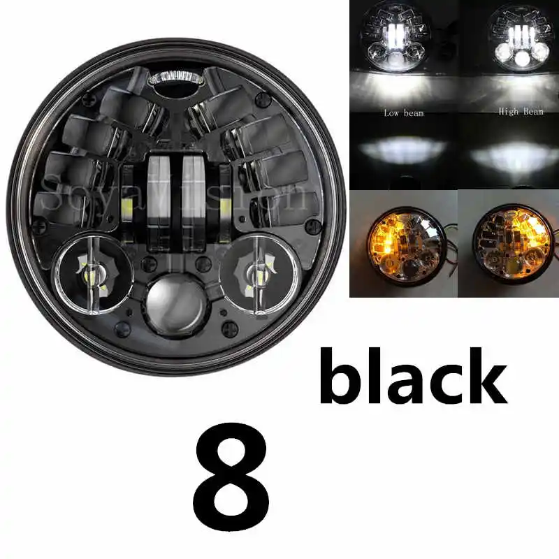 Фара головного света мотоциклетная H4 5 3/4 дюйма 75 RGB светодиодный с пультом ДУ|drl