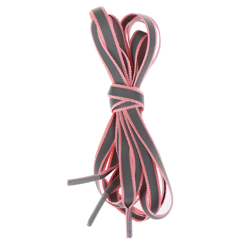 Pink 1 пара 100 см плоских светоотражающих ботинок бегуна шнурки безопасности светящиеся шнурки для обуви унисекс для спорта баскетбольной холщовой обуви - Цвет: Pink