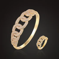 lanruisha luxury bangle with ring jewelry set geometric round chain style pave setting classic party bracelet fashion jewelry gi
