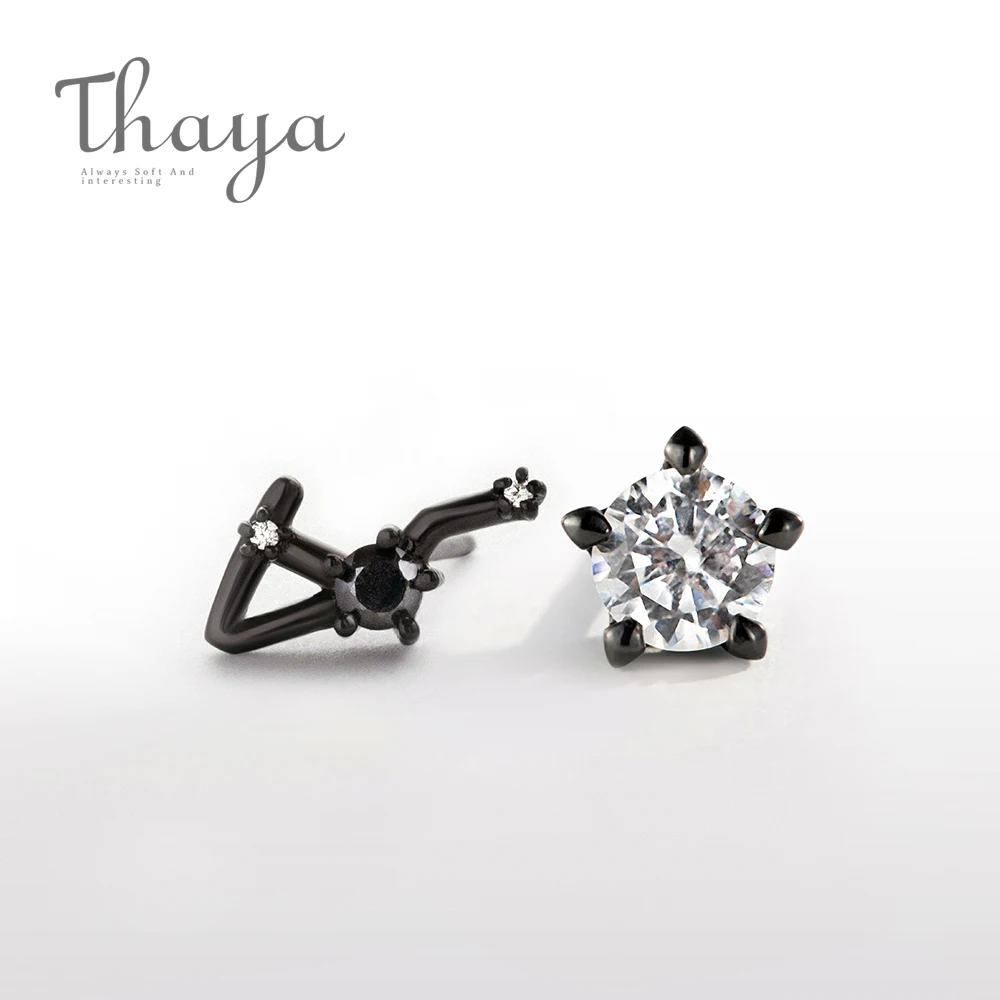 Libra Thaya 12 для созвездий циркониевые серьги-гвоздики S925 пробы с кристаллами для женщин панк мистические ювелирные изделия элегантные на день рождения - Цвет камня: Libra
