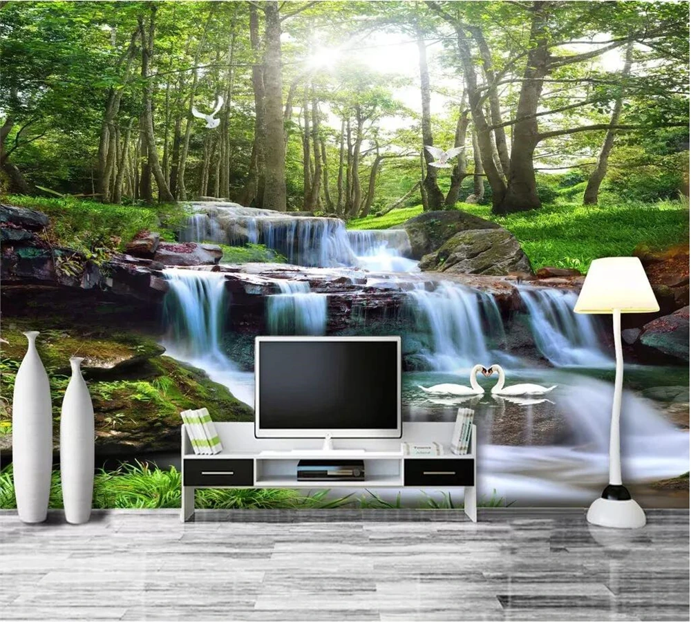 Beibehang индивидуальные большие фрески 3d обои текущая вода богатство пейзаж