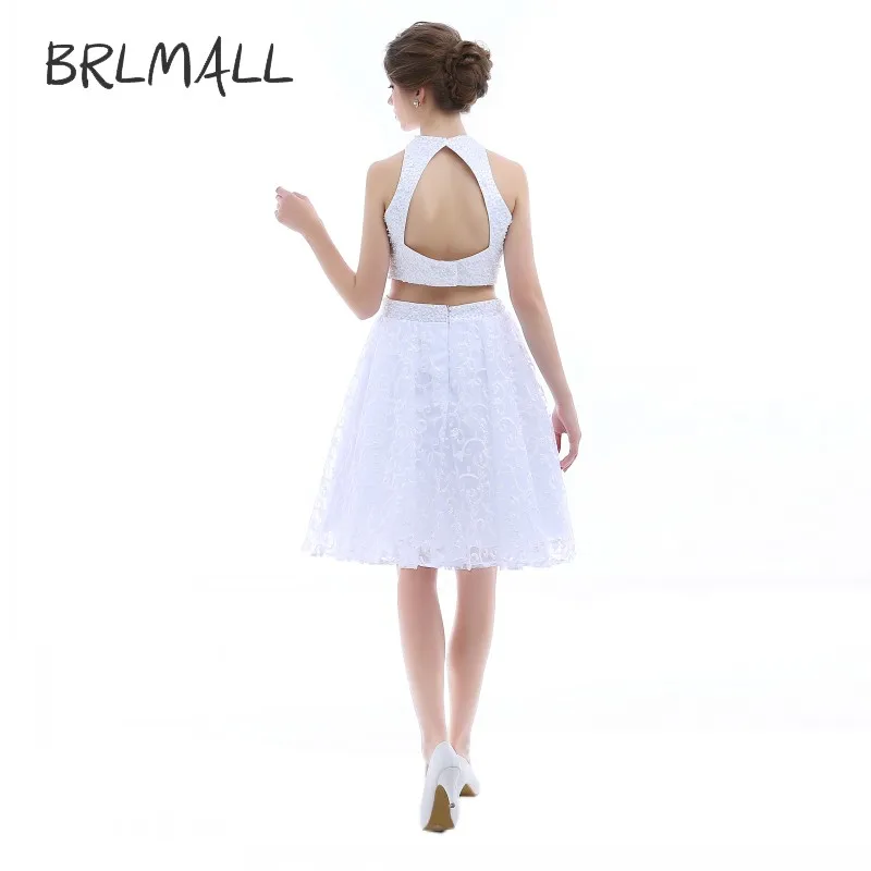Brlmall женская холтер шеи короткие строки backless жемчуг топ кружева юбка из двух
