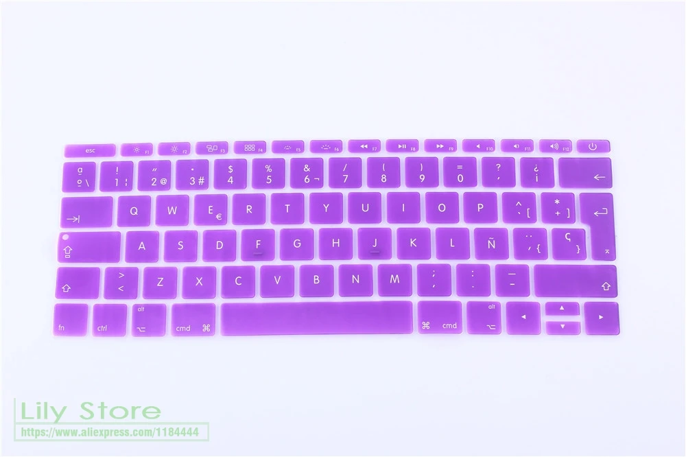 Силиконовый чехол для испанской клавиатуры защитный нового Macbook 12 A1534 и MacBook Pro 13