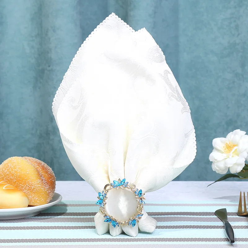 50PCS creative metal napkin ring flower imitation jade cocktail jewelry home furnishings | Дом и сад