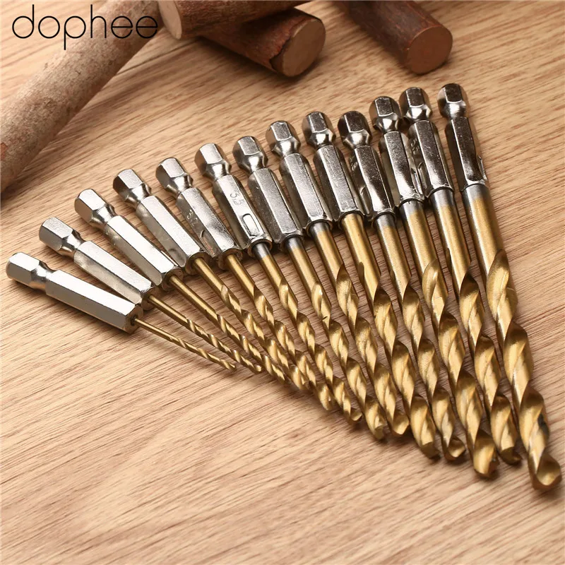 Dophee 13 шт. высокоскоростные стальные титановые ступенчатые сверла с шестигранным