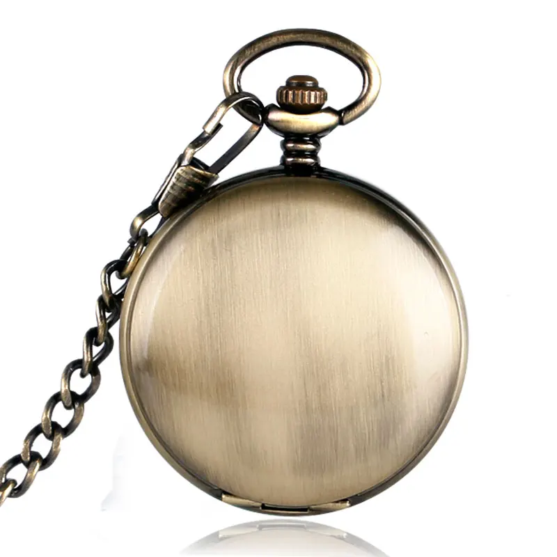 Stylish Copper Pocket Watch Automatic Mechanical  Smooth Face FOB Watches Noctilucent Roman Numerals Bronze Analog Gift Items