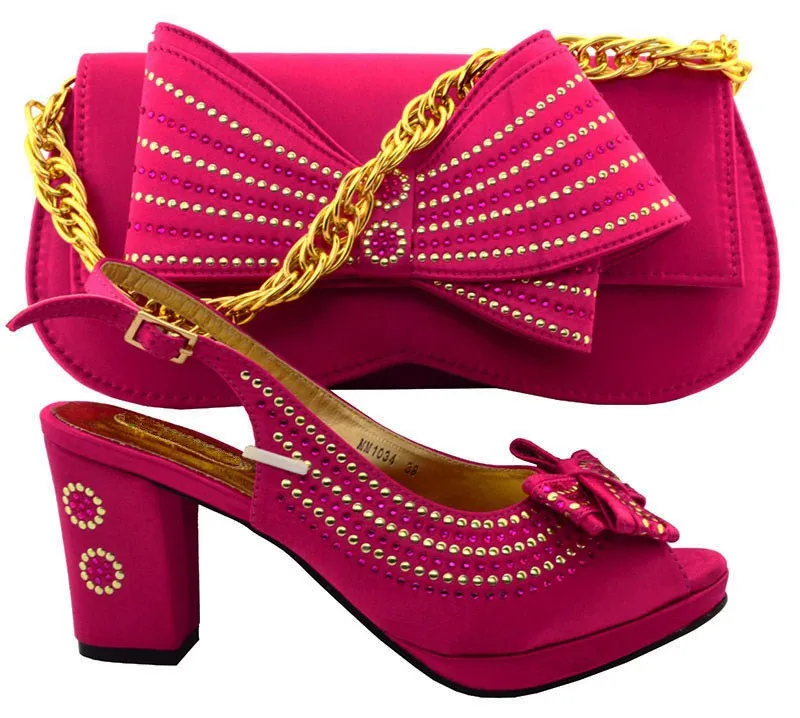 2017 Высокое Качество Нигерия Красный Цвет Свадьба Обувь Итальянская И Сумки