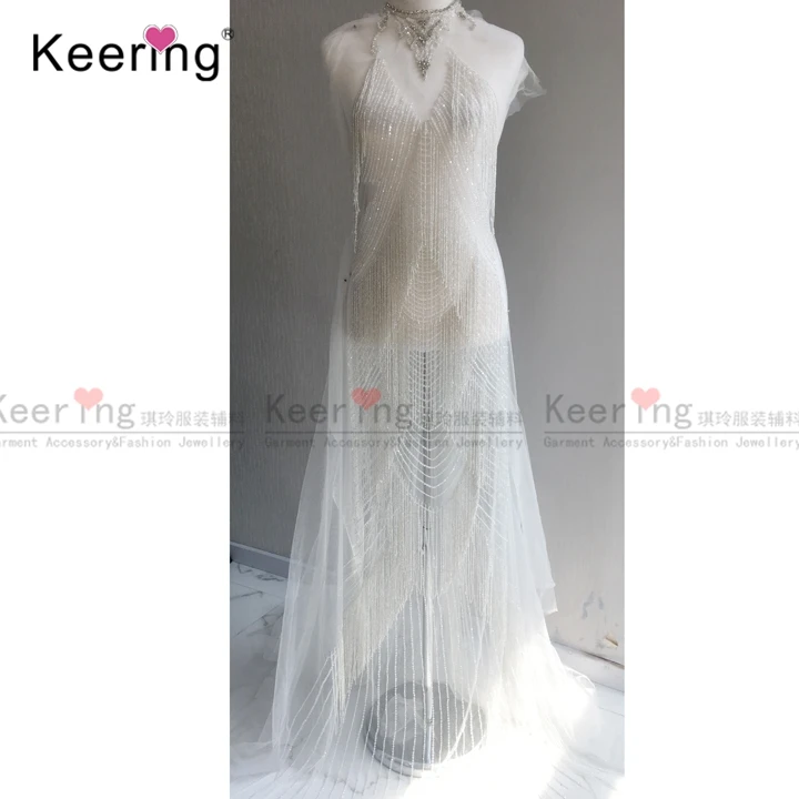 

Yousef_aljasmi sexy the same stlye Handmade Rhinestone tassel Patch For Mermaid Long dress. WDP-081