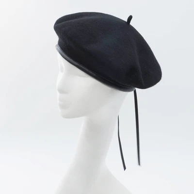 black beret JOEJERRY шерстяной берет женский кожаный берет французская шляпа Военная плоская кепка для женщин зима осень весна - Цвет: black beret