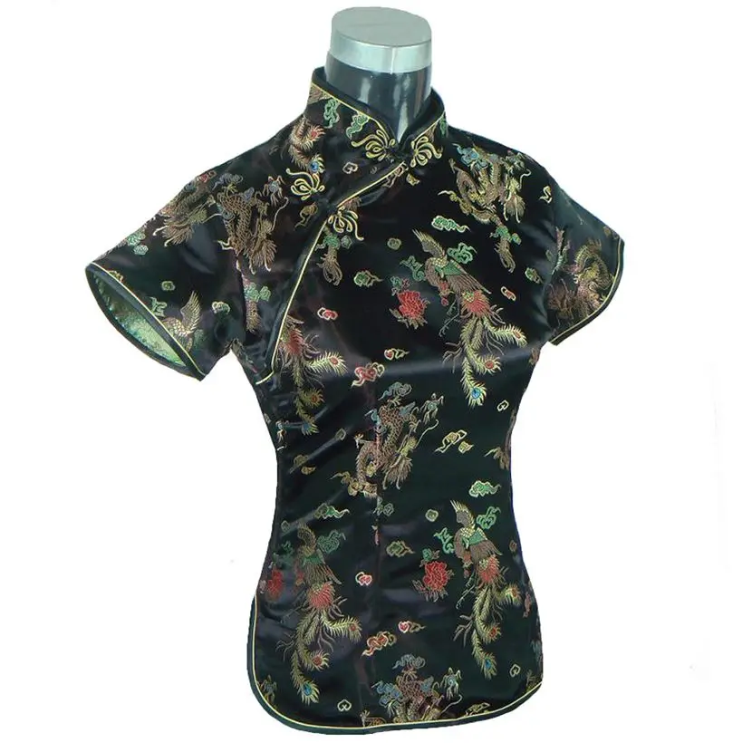 Светильник-голубая модная китайская женская атласная рубашка из полиэстера топы