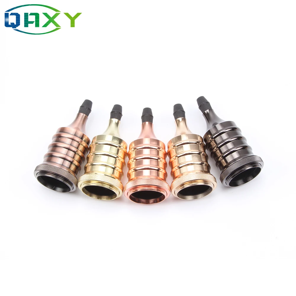 E27 110V-240V Vintage Edison Lamp Base Pendant Light Socket Screw Bulb Base Golden Copper Black Metal Alloy Light Socket[F1558]