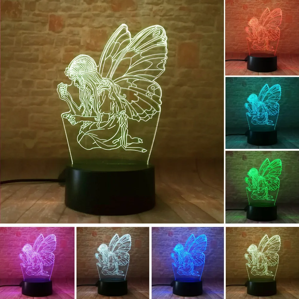 Декор для дома бабочка Сказочная девушка крыльев ночник 3D версия лампа меняющая