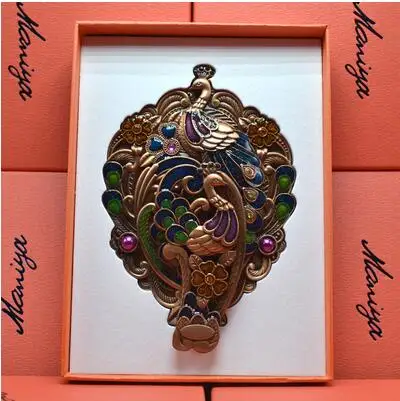 Европейский Большой размер овальное складное зеркало для рук украшение в виде павлина зеркало металлическое портативное домашнее зеркало для макияжа зеркало косметическое для подарков J055 - Цвет: X1