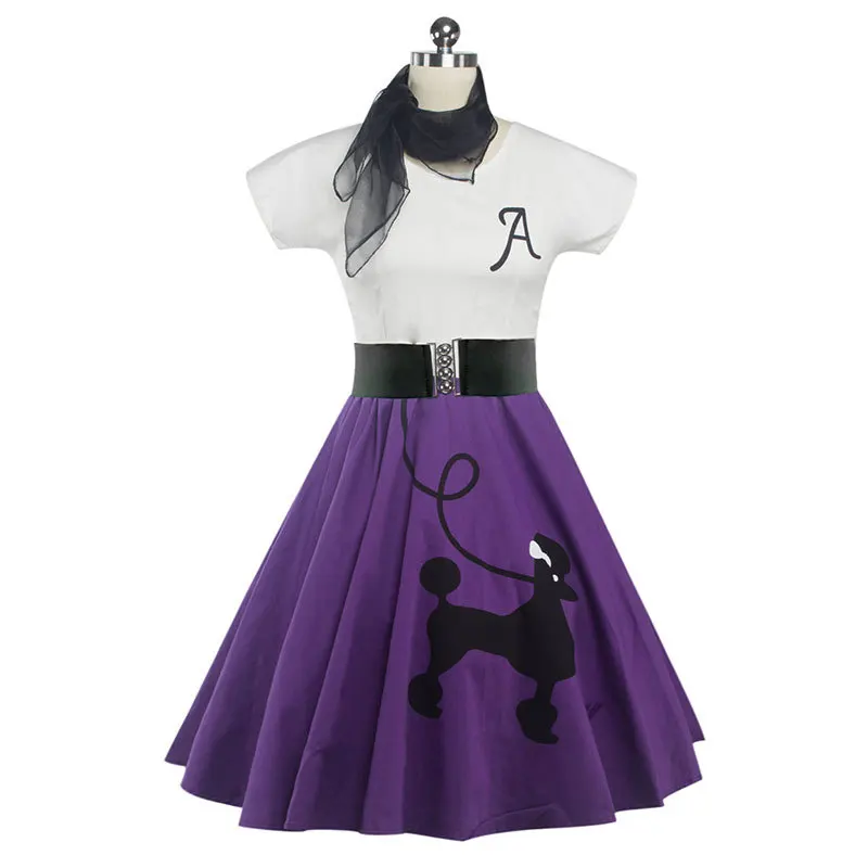50s 60s винтажные платья Для Пуделя с шарфом женская одежда Pinup Vestidos Летние Повседневные Вечерние платья в стиле ретро