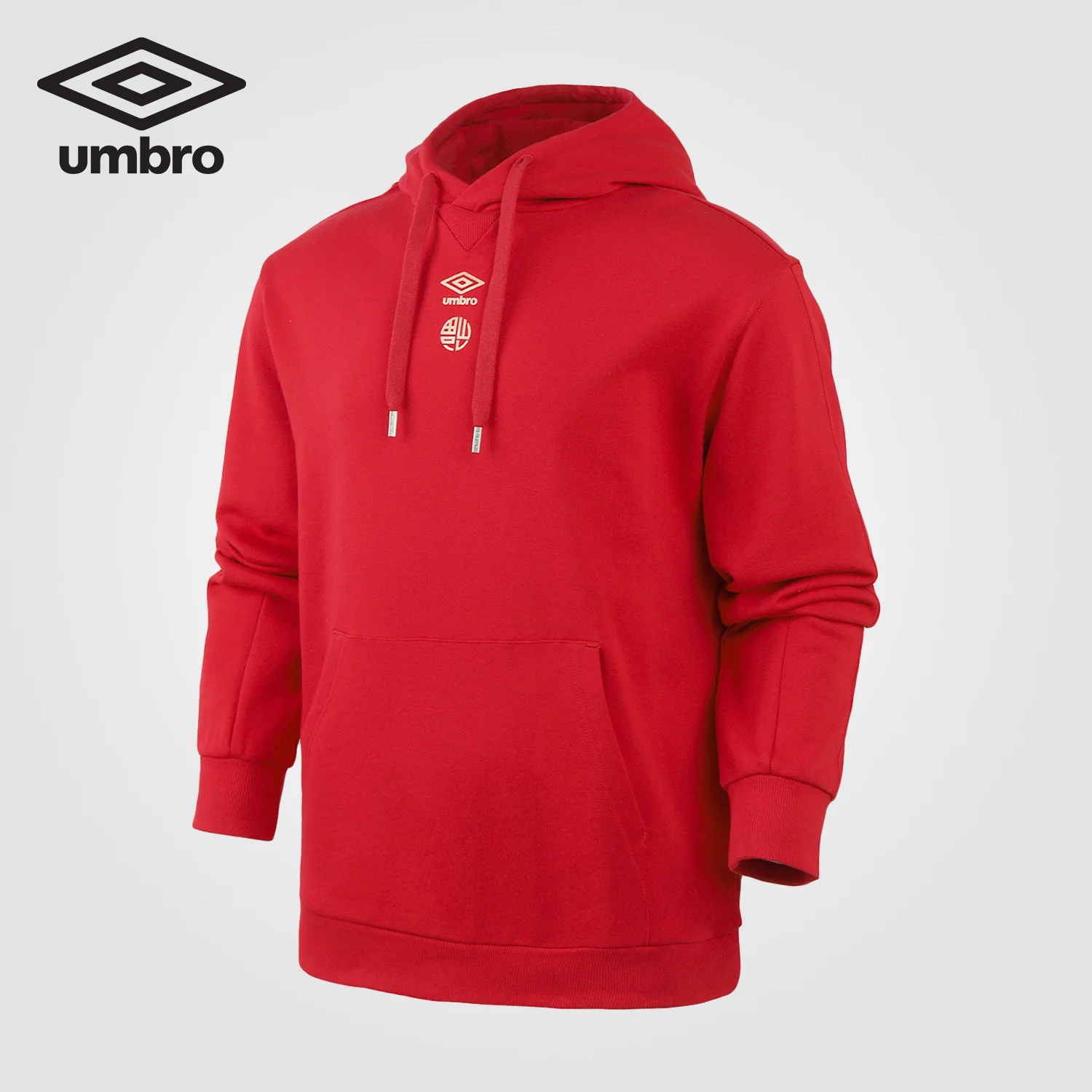 Мужская спортивная одежда Umbro Красная Спортивная с капюшоном и принтом золотой