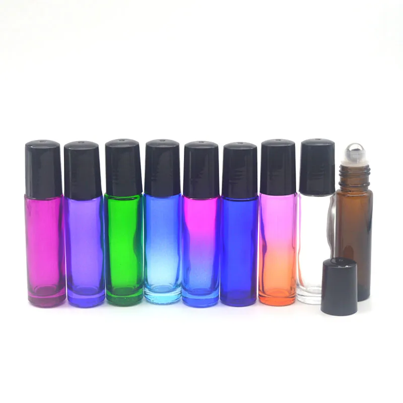 

1pcs 10ml Colorful Roll On Glass Perfume Bottle Empty Amber Fragrance Essential Oil Bottle 10cc Roll-On Bottle