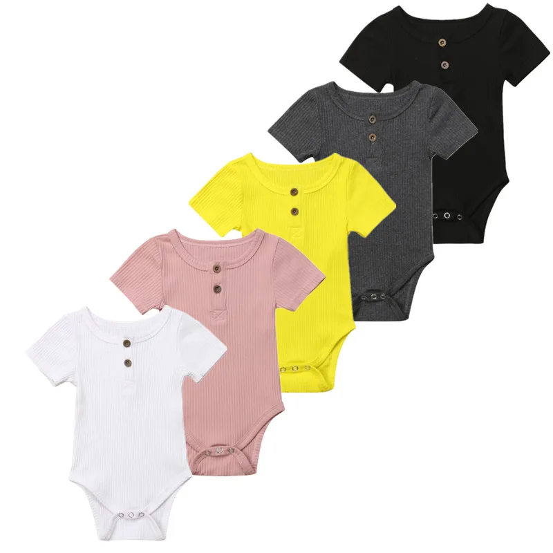 5Color ! Toddler Baby Girls Clothes Basic Pure Color Outfit Short Sleeve Cotton Romper Clothing 0-24 M | Детская одежда и обувь