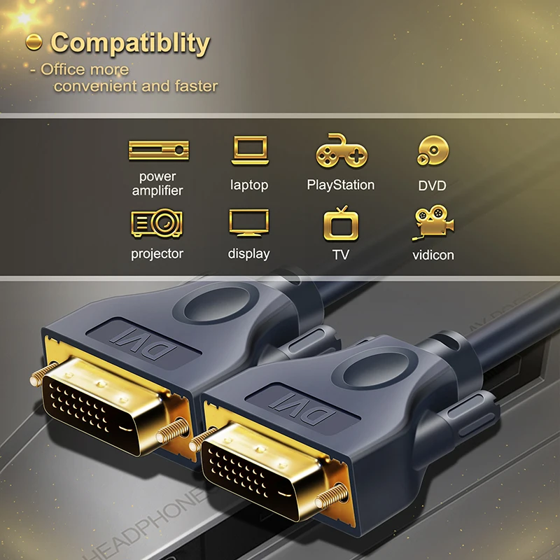 Cabletime DVI кабель к 24 + 1 Pin высокоскоростной Pro адаптер штекер позолоченный 1080P для