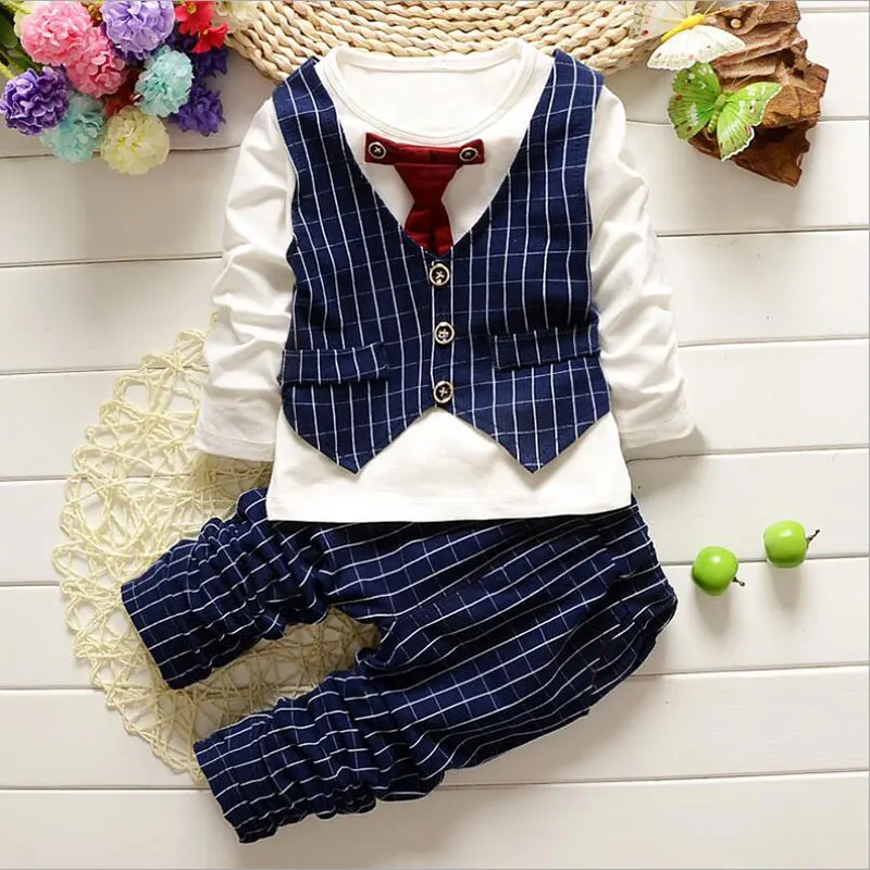 Новый 2016 малыш Комплекты одежды для маленьких мальчиков костюм джентльмена