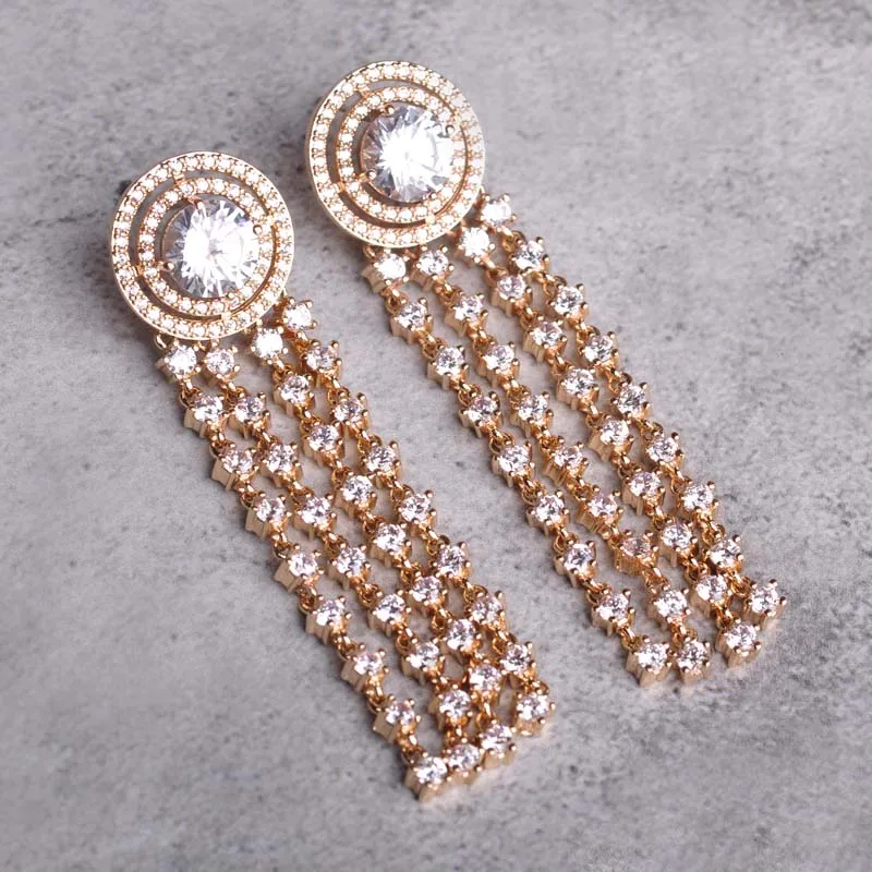 Висячие Серьги Для Женщин Роскошные CZ Циркон Медные Вечернее Платье Femme Серги