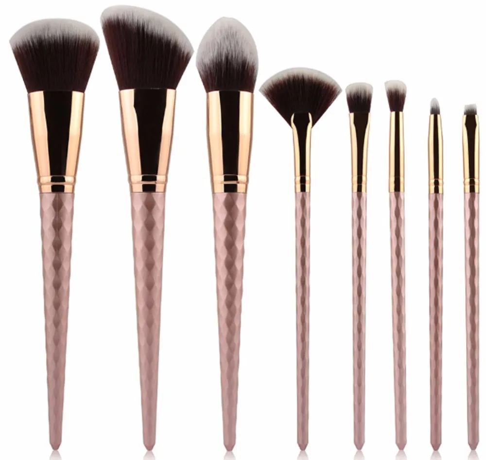 Розовое золото 8 шт. набор кистей для макияжа в виде единорога нейлоновая кисть