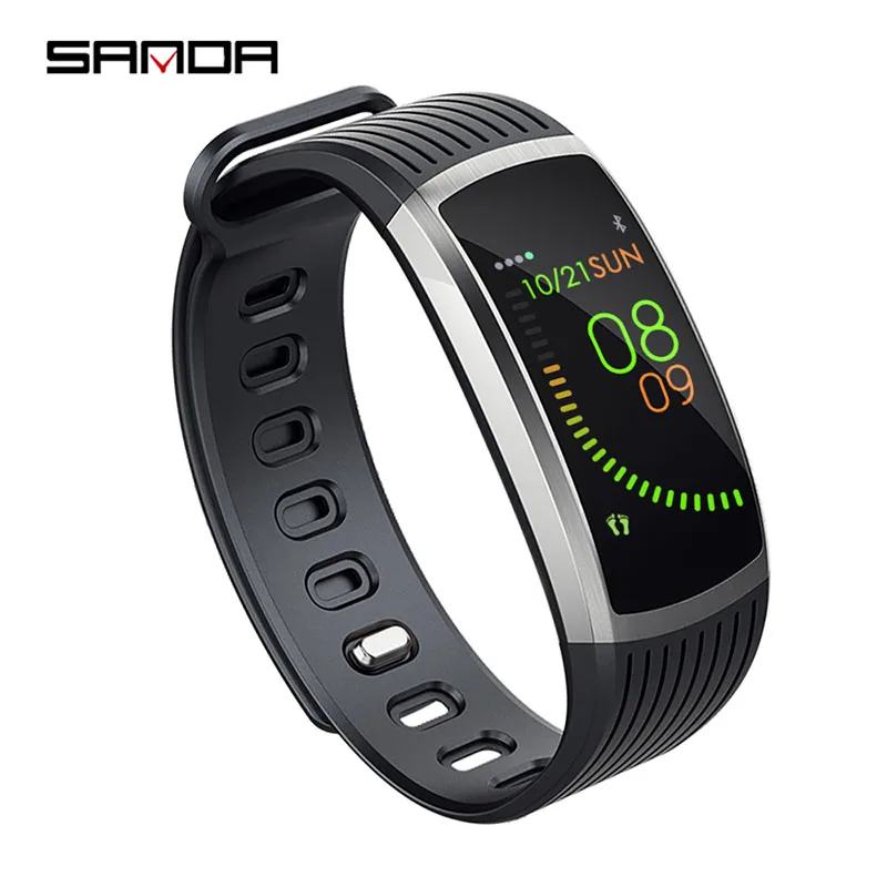 Black Silver SANDA A18 уличные спортивные часы для мужчин/женщин/пара цифровые часы монитор сердечного ритма Смарт напоминание Упражнения Фитнес наручные часы - Цвет: Black Silver