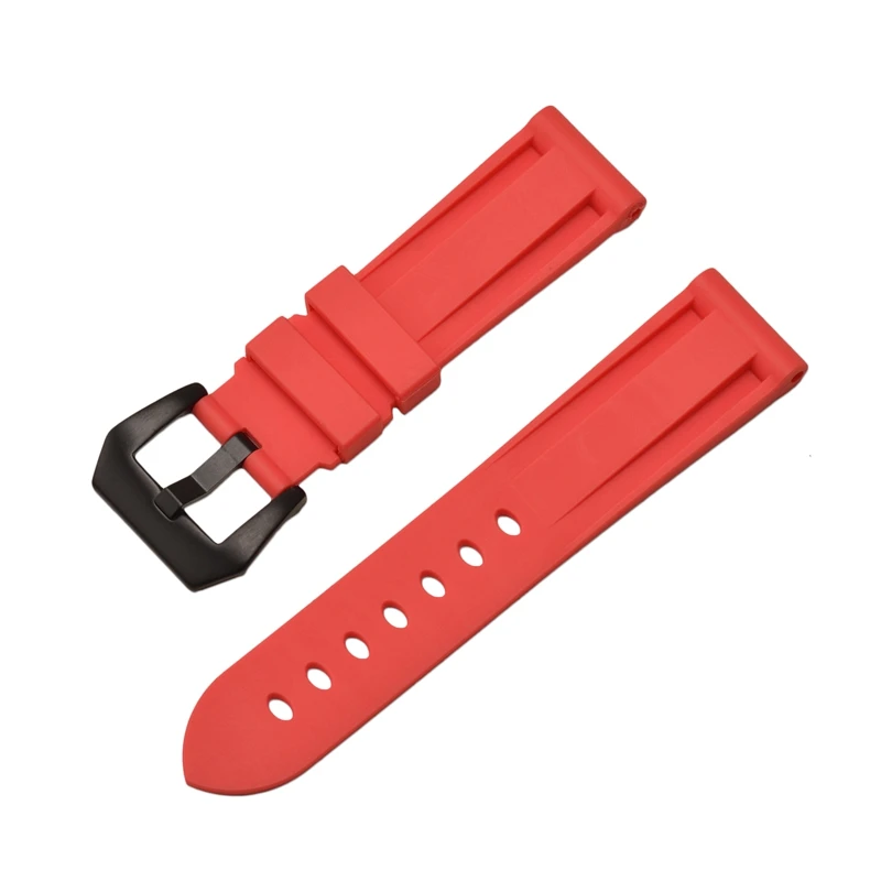 red black clasp HQ силиконовый ремешок 20 22 24 26 мм камуфляжные часы силиконовый браслет резиновый сменный Браслет наручных часов для PAM ремешок и стальная пряжка - Цвет ремешка: red black clasp
