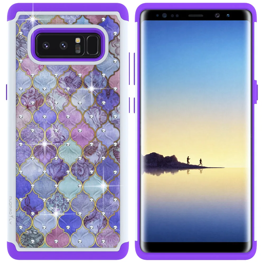 Nuomaofly Phone Case for Galaxy Note 8 Studded Crystal Armor Protective Back Cover Silicone Cases For Samsung |