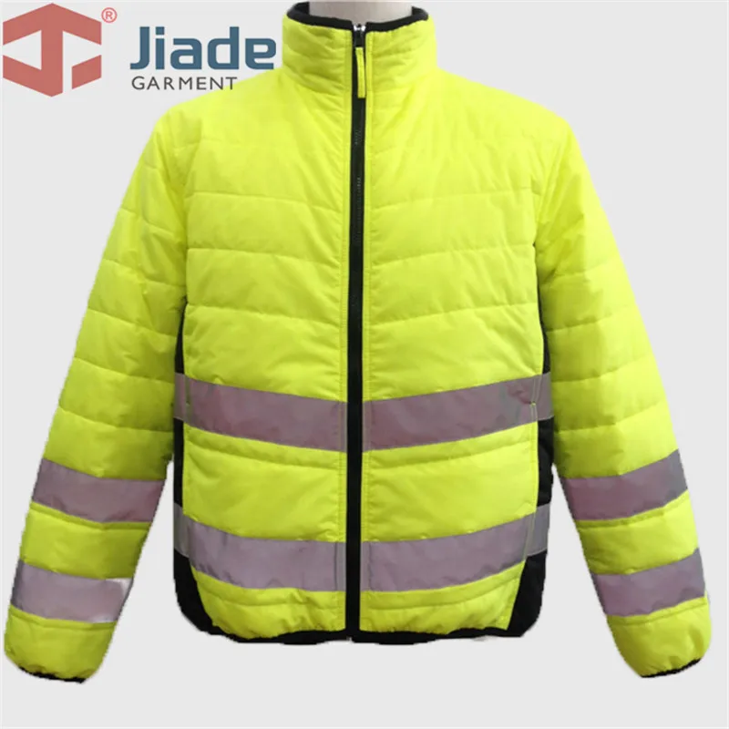 Hi Viz Yellow Jiade взрослых высокая видимость Мужская Рабочая Светоотражающая зимняя куртка мужская теплая куртка EN471ANSI зимняя куртка - Цвет: Hi Viz Yellow
