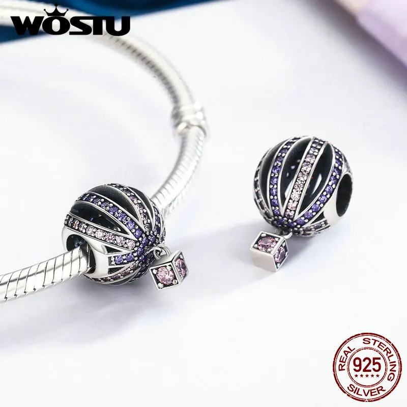 WOSTU,, 925 пробы, серебряный, Романтический, воздушный шар, бусины, подходят к оригиналу, WST, браслет, ожерелье, ювелирное изделие, CQC352