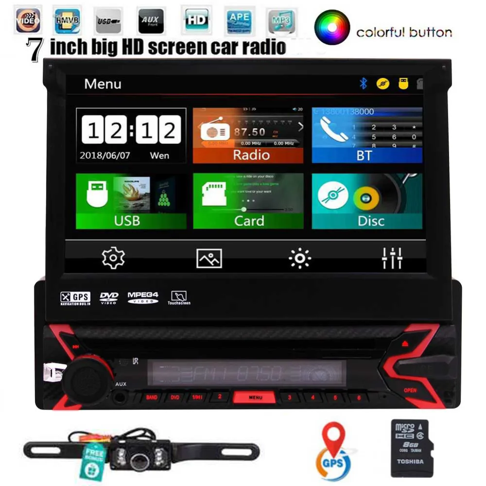 Емкостный сенсорный экран автомобильный стерео один DIN 1DIN gps навигация Bluetooth AM/FM RDS